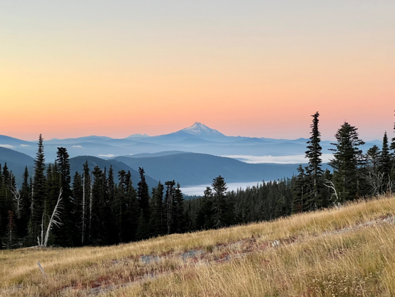 View of Mount Jefferson from standing on Mount Hood.