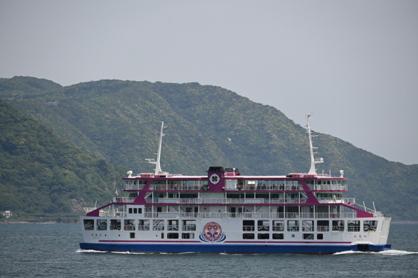 桜島から桜島フェリーを撮影