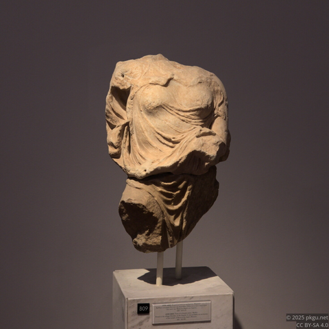 The broken statue in the National Archaeological Museum, Athens, Greece.