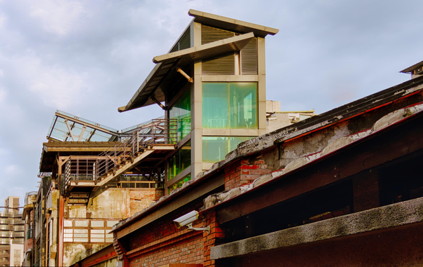Roof structure of a historical industrial building.