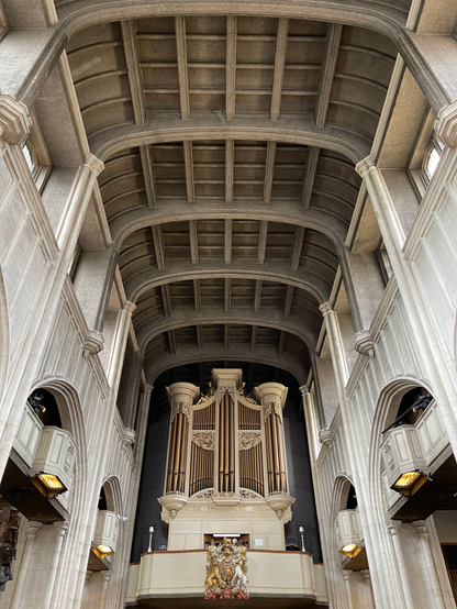 The ceiling of the church
