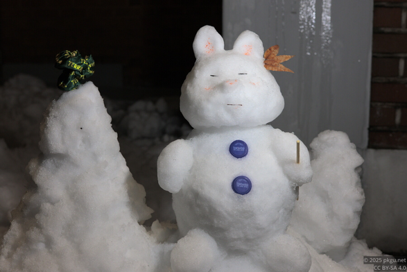 A snow fox made by some children in my town.