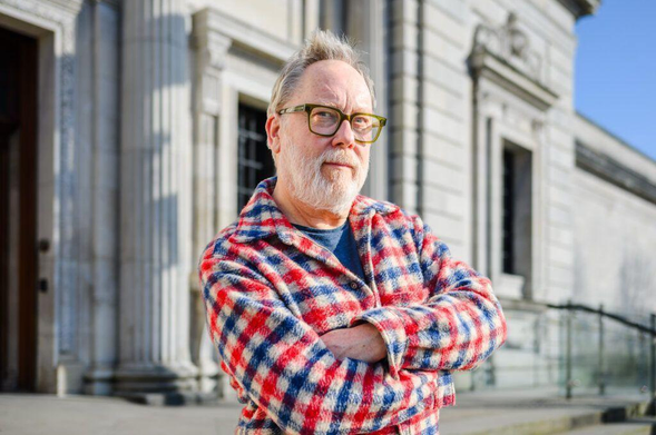 Jim Moir stands in front of the Lady Lever Art Gallery.