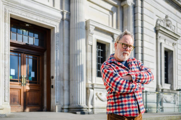 Jim Moir stands in front of the Lady Lever Art Gallery.