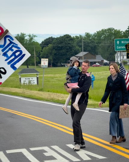 Citizens at the No Kings event in Ovid, NY, today, June 14, 2025. Phone photo.
