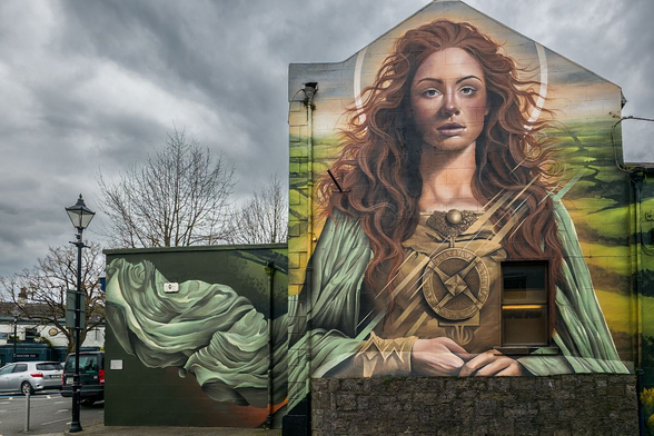 A mural of Brigid of Kildare.