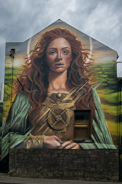 A mural of Brigid of Kildare.