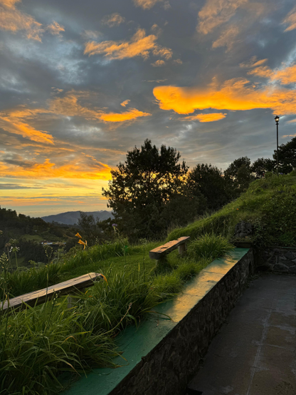 Morning sun in Kodaikanal. Melting orange in the bluish grey of the sky. Simply surreal experience to witness.