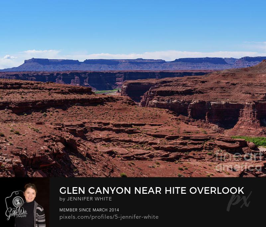 A photograph of Glen Canyon near Hite Overlook area in Lake Powell, Utah, United States. The canyon walls carve through the desert rock landscape with a little bit of green vegetation showing in the valley.
https://5-jennifer-white.pixels.com/featured/glen-canyon-near-hite-overlook-jennifer-white.html
#photography #fineart #wallart #landscapephotography 
