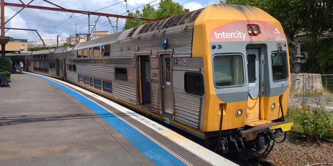 train at Katoomba Station
photo by Ian Kluft
Katoomba NSW, Australia
24 January 2025