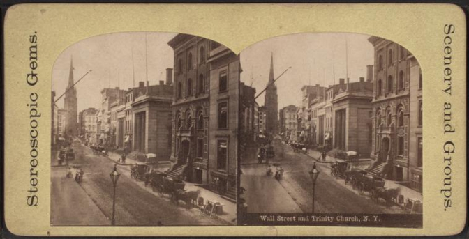 Wall Street and Trinity Church, New York.