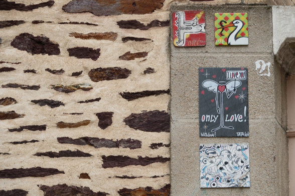 stickers on a wall