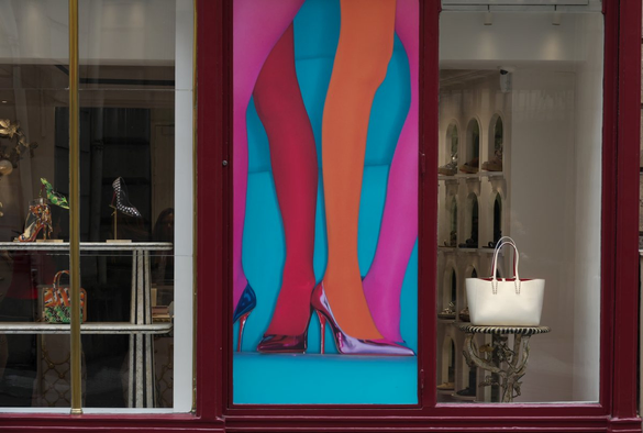 A shopfront of a luxury shop in Paris for stilettos