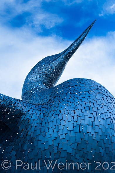 The Calling by Andy Scott, a metal loon sculpture