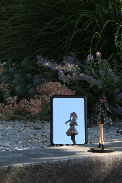 Nico Robin looks in a mirror and sees Frieren looking back at her