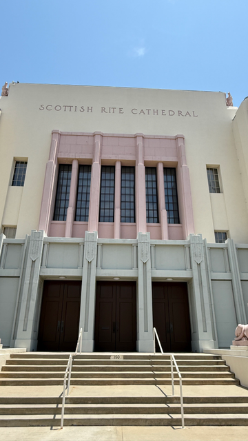 Entrance to the Scottish Rite Cathedral in Pasadena, CA 