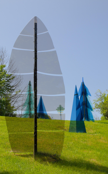 Vertical photo of glass art objects shaped like different trees in various colors (shades of blue, grey) on a grassy hill under a clear blue sky.

Hochkant-Foto von gläsernen Kunstobjekte in Form verschiedener Bäume und verschiedenen Farben (verschiedene Blautöne, grau) auf einer Wiese vor klarem blauen Himmel