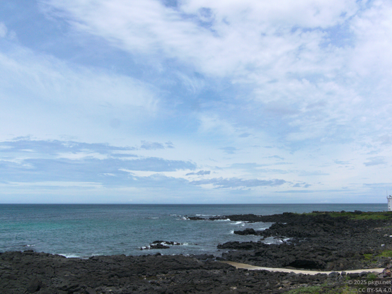 The black stone beach in northern Jeju Island, Korea.