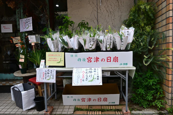 祇園祭の祭花ということもあり、特に山鉾町の花屋では店頭で大々的に売られている。/ 2025.07.15 蟷螂山町から