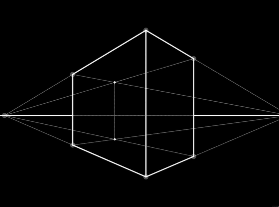 Interactive demo of a cuboid in 2 points perspective