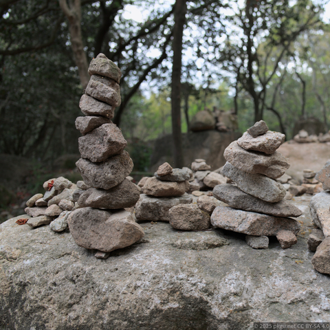 Stone stacks in Baegundong garden, Gangjin, Jeollanam-do, Korea.