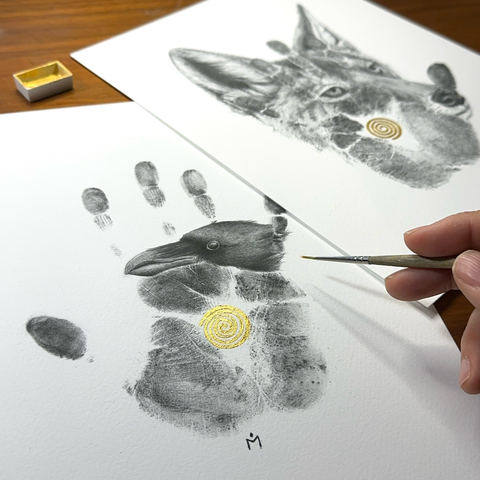 Embellished prints of Ancestral I and Ancestral II