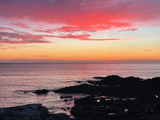 Red All Over

Changing skies from orange, to pink, to red, on this beautiful morning at Marginal Way in Ogunquit, Maine. As the sun approached the horizon, the clouds burned with red and that reflected across the water.