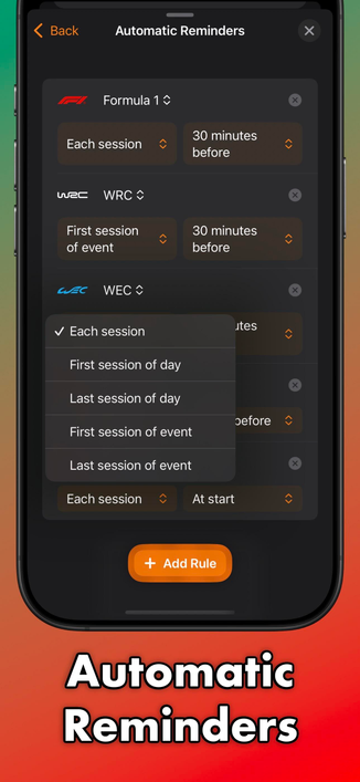 Screenshot showing feature allowing you to configure automatic reminders based on rules.
