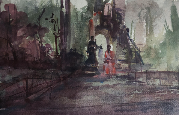 Japanese garden 
Watercolor 
Cotton paper A4 
#MastoArt #art #watercolor 