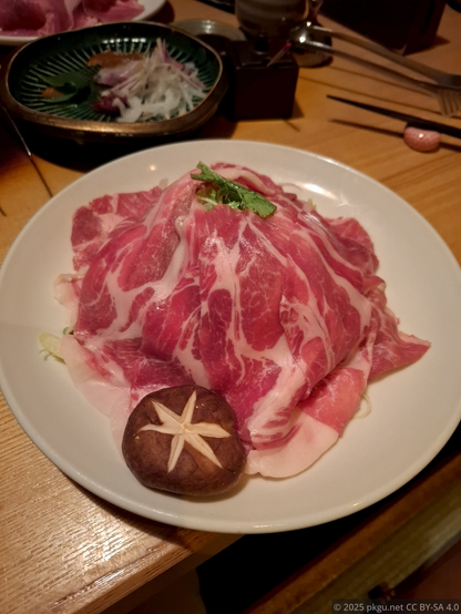 Kurobuta meat for shabu-shabu. Kagoshima, Japan.
