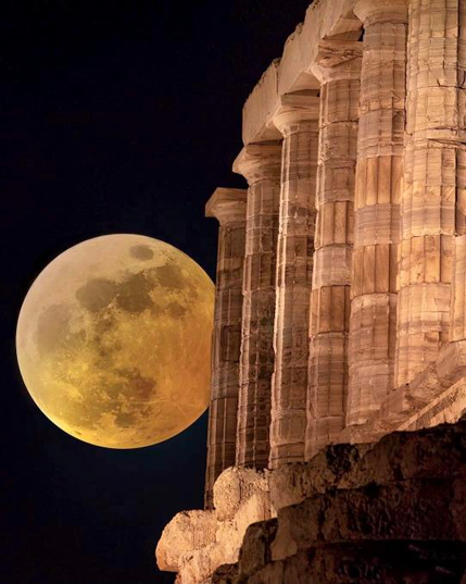 Full Moon at the temple of Poseidon, Cape Sounio, Attica