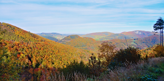 Autumnal View from the hockeck towards the peilstein and the wienerwald, lower austria
