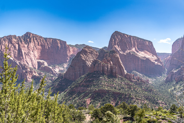 A view of the valley in Zion National Park.