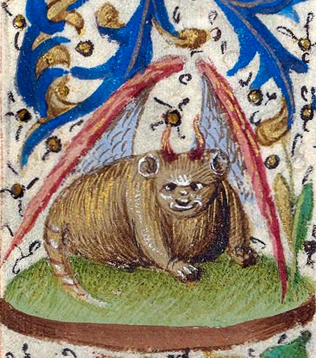 #Devil #cat. Book of hours, France 15th century. BnF, Latin 1178, fol. 40v.
#medieval #MedievalArt