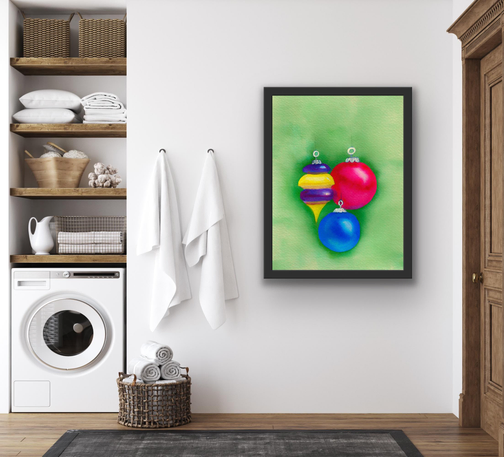 Framed art shown in a display room
