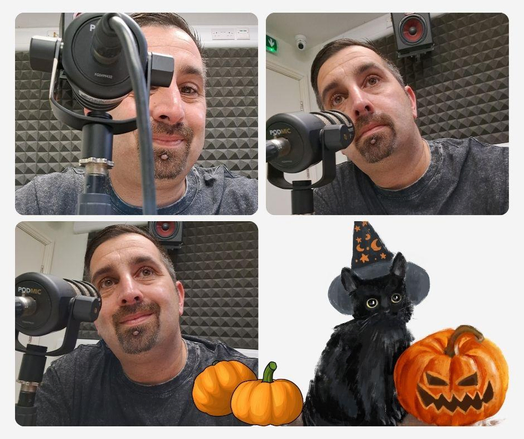 🎶I'm dreaming of a Happy Halloween, just like the ones I used to know. Where the moonlight glistens and black cats listen, to hear the clocks ticking as the winds blow🎶 
