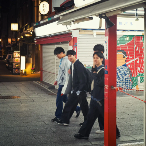 Group of boys walking on the street