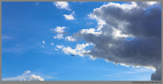 Summer sky with the airplane.
