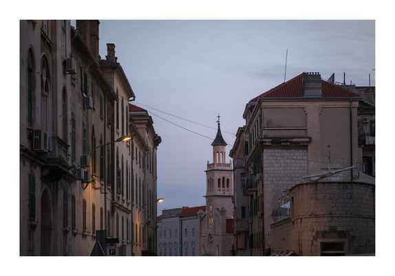 Church in Split's old town at dusk, Croatia, Aug 2025