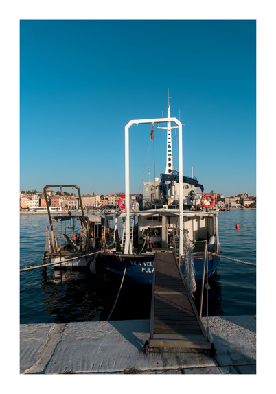 Boats with Rovinj in the background, Croatia
