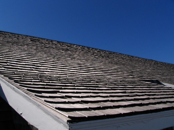 Well-worn shingle roof on Cape Cod.