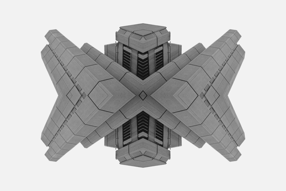 An abstract symmetrical architecture shot in black and white.