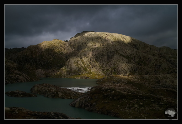 Evening sunlight on the rocks. Folgefonna National Park. Norway.