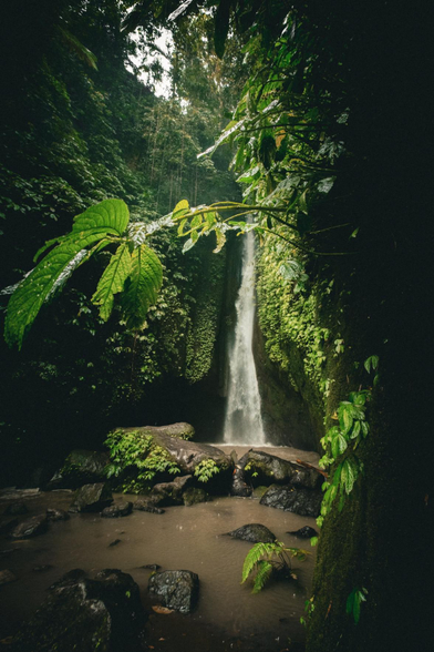 The cascading water feature presents a captivating spectacle during inclement weather.