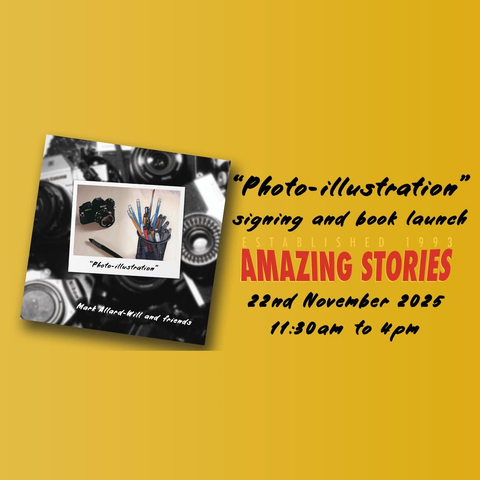 A promotional graphic depicting the information for the book launch of Mark's new book Photo-illustration