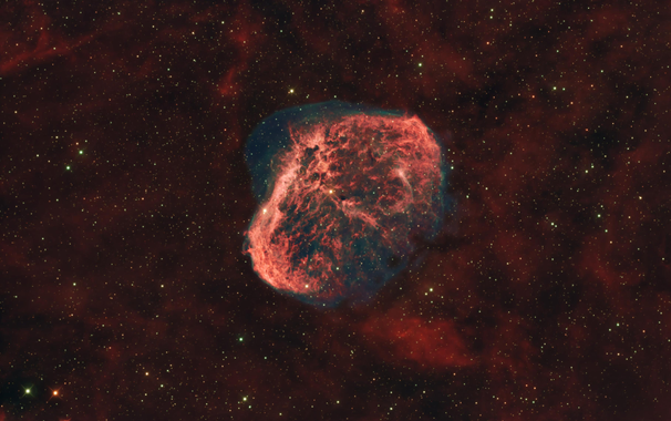 Astrophoto of the crescent nebula in HOO Palette