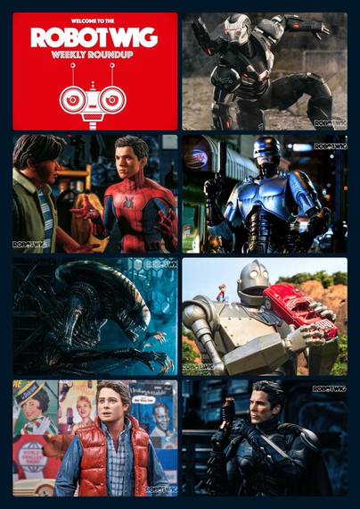 Weekly Roundup of my miniature photos posted this week in grid form starting from top right
War machine 
Spider-man and Ned 
Robocop
Alien Romulus 
The Iron Giant
Back to the Future
The Dark Knight