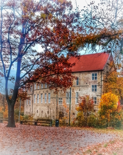 Burg Lüdinghausen in autumnal surroundings.