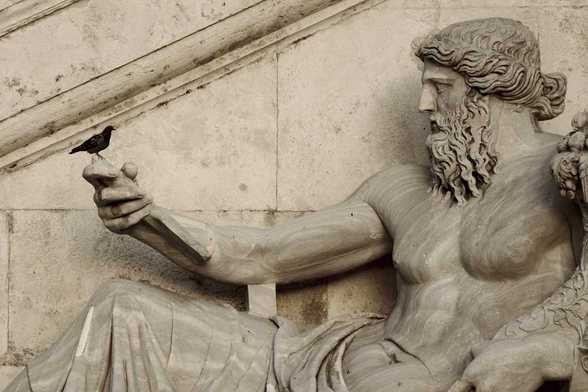 Statue of the Nile and a pidgeon, Piazza del Campidoglio, Rome