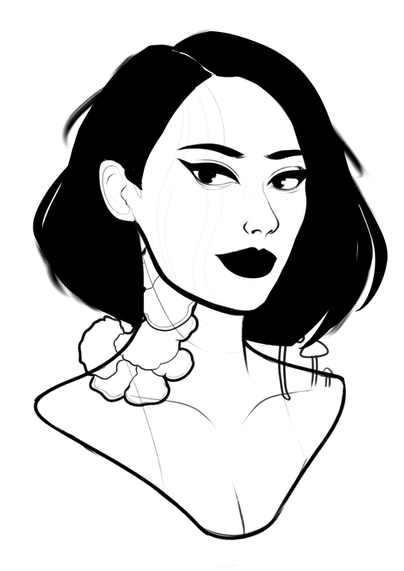 Debuxo de contorno e liña.